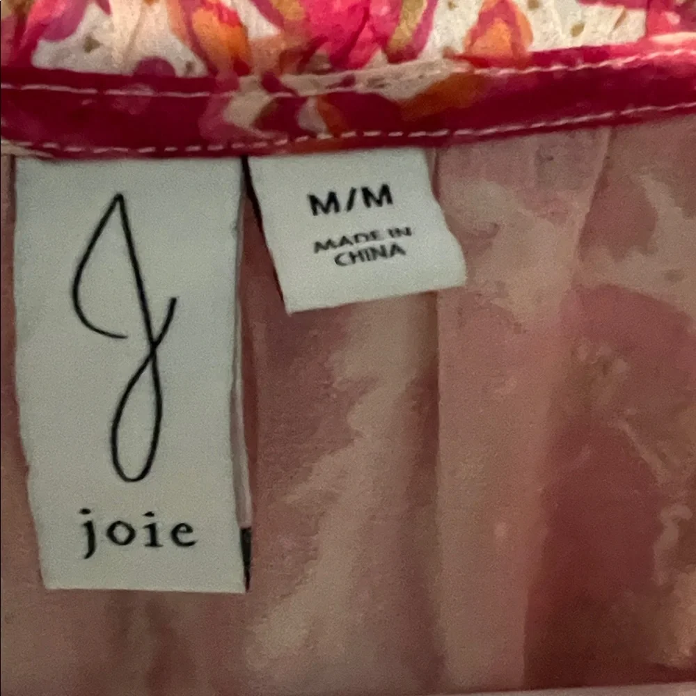 Joie Pink and Cream Floral Ruffle-Trim Camisole - Picture 2 of 3